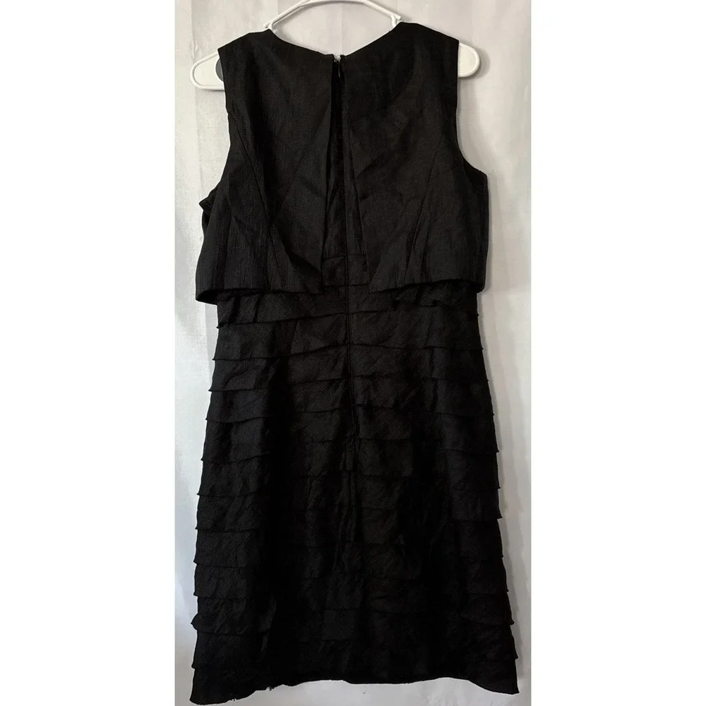 London‎ Times Sz 10 Jeweled Collar Shimmering Black Tiered Ruffle Cocktail Dress